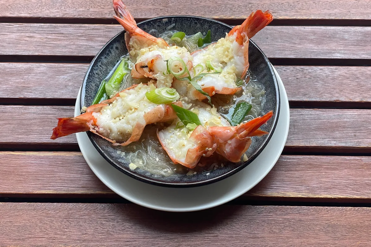 Dim Sum – Knoblauch-Garnelen auf Glasnudeln